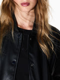 AX ARMANI D Bomber in ecopelle con dettagli in maglia nero