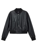 AX ARMANI D Bomber in ecopelle con dettagli in maglia nero