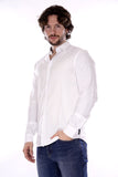 AX ARMANI U Camicia basic con interno colletto a righe celesti bianco