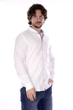 AX ARMANI U Camicia basic con interno colletto a righe celesti bianco