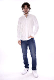 AX ARMANI U Camicia basic con interno colletto a righe celesti bianco
