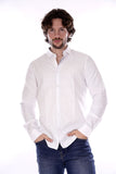 AX ARMANI U Camicia basic con interno colletto a righe celesti bianco