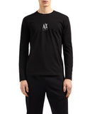 AX ARMANI U T-shirt manica lunga con logo centrale nero