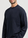 AX ARMANI U Maglioncino girocollo logo lettering BLU SCURO