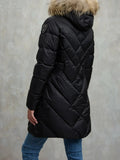 BLAUER D Piumino lungo trapuntato a linee geometriche Althea NERO/BEIGE