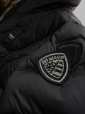 BLAUER D Piumino lungo trapuntato a linee geometriche Althea NERO/BEIGE