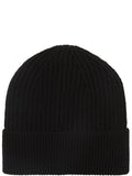 CK ACC.D COL Cappello zucccotto a coste con logo ck in metallo nero