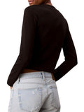 CK J D COL T-shirt manica lunga baby monologo cropped nero
