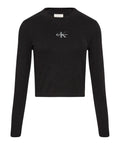 CK J D COL T-shirt manica lunga baby monologo cropped nero