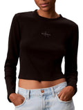 CK J D COL T-shirt manica lunga baby monologo cropped nero