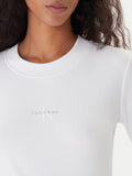 CK J D COL Maglia manica lunga baby a costine bianco