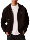 CK J U COL Felpa zip e cappuccio 350 terry monogram nero