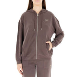 EA7 D felpa con zip e cappuccio marrone