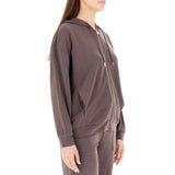 EA7 D felpa con zip e cappuccio marrone