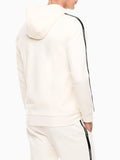 EA7 U Felpa cappuccio e zip con profili contrasto panna