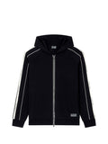 EA7 U Felpa con cappuccio con bande laterali logate nero
