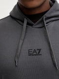 EA7 U Felpa hoodie cappuccio piccolo logo asfalto
