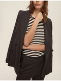 EMMEMARELLA1 T-shirt manica lunga a righe marrone