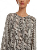 EMMEMARELLA1 Blusa fantasia geometrica con rouches nero