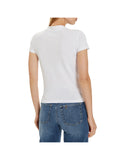 GUESS APP D PRE T-shirt mock neck all over 4g logo bianco