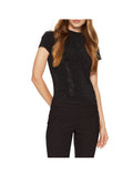 GUESS APP D PRE T-shirt Mock neck all over 4g logo nero