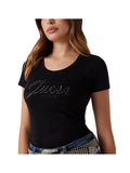 GUESS APP D PRE T-shirt embro script logo nero