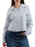 I AM W&H Camicia cropped a righe celeste