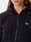 LACOSTE D Felpa zip e cappuccio regular nero