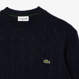 LACOSTE U Maglioncino girocollo a trecce logo coccodrillo blu