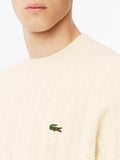 LACOSTE U Maglione a trecce in lana panna