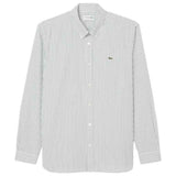 LACOSTE U Camicia regular fit a righe Pinpoint B.CO/VERDE