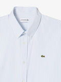 LACOSTE U Camicia a righe logo coccodrillo B.CO/BLU