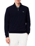 LACOSTE U Felpa collo alto mezza zip blu