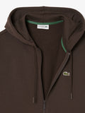 LACOSTE U Felpa zip e cappuccio con logo coccodrillo MORO