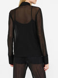LIU JO BLACK Camicia trasparente in tulle con strass nero