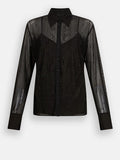 LIU JO BLACK Camicia trasparente in tulle con strass nero