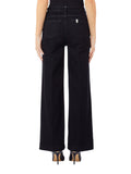 LIU JO BLUE DENIM Jeans neri bottom up flare con bottoni vita alta nero