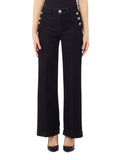 LIU JO BLUE DENIM Jeans neri bottom up flare con bottoni vita alta nero