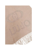 LIU JO SOFT ACC1 Stola sciarpa embossed logo monogram ovale beige