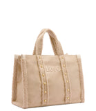 LIU JO SOFT ACC1 Shopping bag tote L con dettagli teddy NATURALE