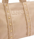 LIU JO SOFT ACC1 Shopping bag tote L con dettagli teddy NATURALE