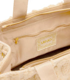 LIU JO SOFT ACC1 Shopping bag con dettagli pelliccia avena