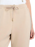 LIU JO SPORT Pantaloni in jersey con banda laterale logo strass CHAMPAGNE