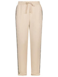 Pantaloni in jersey con banda laterale logo strass