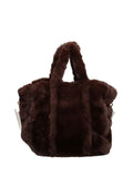 LIU JO SPORT Borsa tote in pelliccia sintetica M CIOCCOLATO