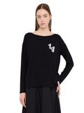 LIU JO SPORT T-shirt manica lunga con logo strass nero