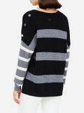 LIU JO WHITE 2 Maglia a v a righe B.CO NERO