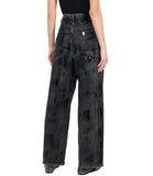 Jeans flare vita alta con spalmature