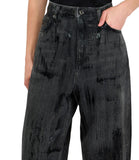 Jeans flare vita alta con spalmature