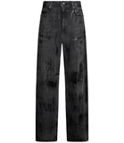 Jeans flare vita alta con spalmature